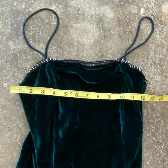 Zara Rhinestone Fringe Green Velvet Mini Dress Size M- OBO - Picture 4 of 10